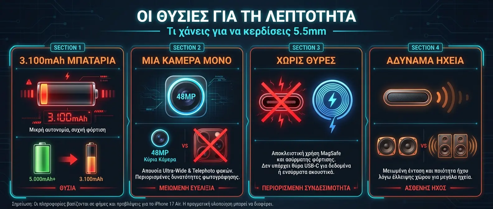 Σύγκριση specs iPhone 17 Air vs iPhone 17 Pro vs Samsung Galaxy S26 Ultra