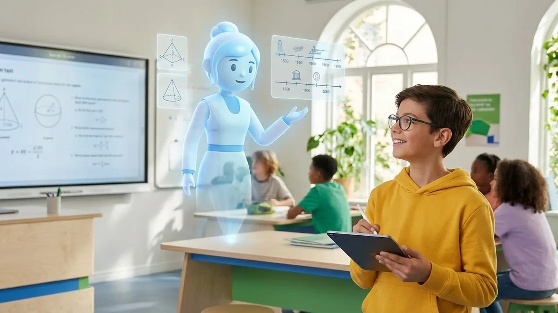 Estudiantes utilizando herramientas de inteligencia artificial en aulas modernas de 2026