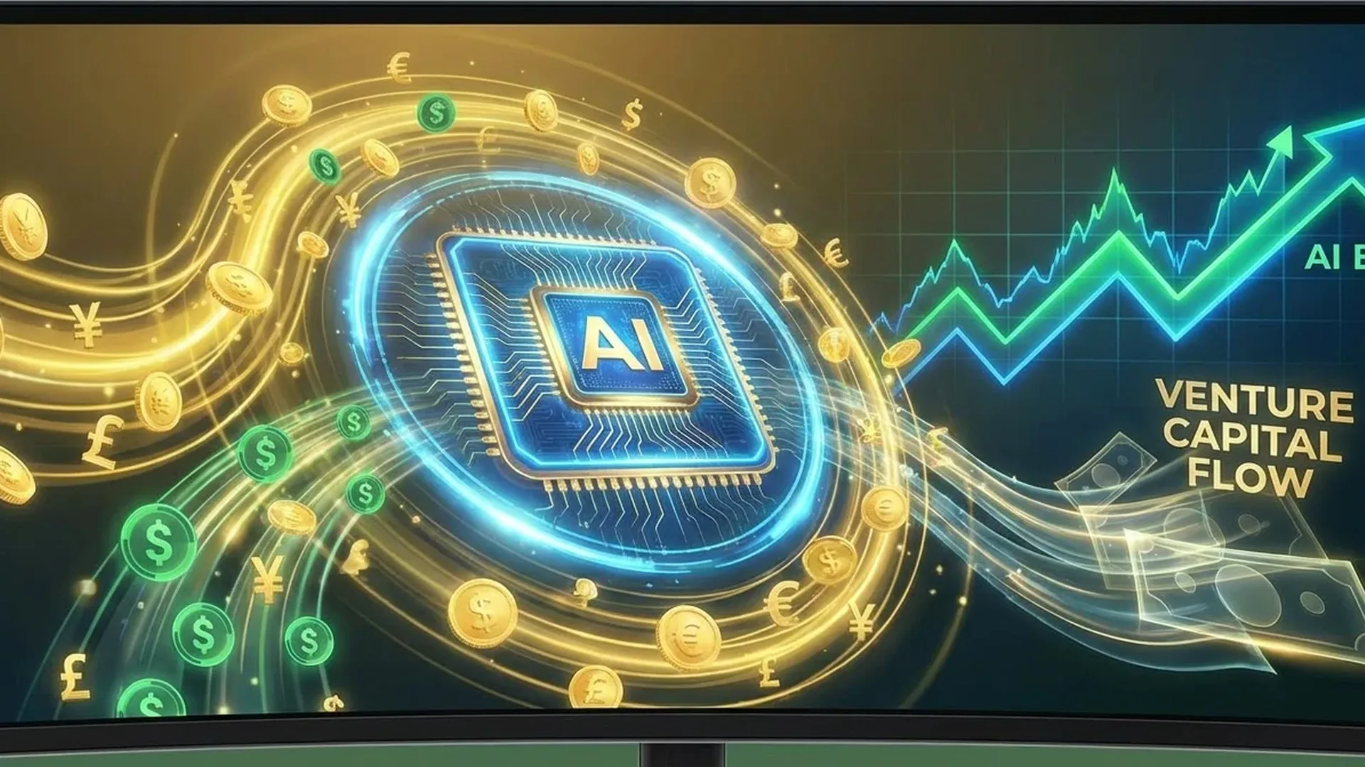 Gráfico de inversiones globales en inteligencia artificial mostrando distribución por sectores en 2026