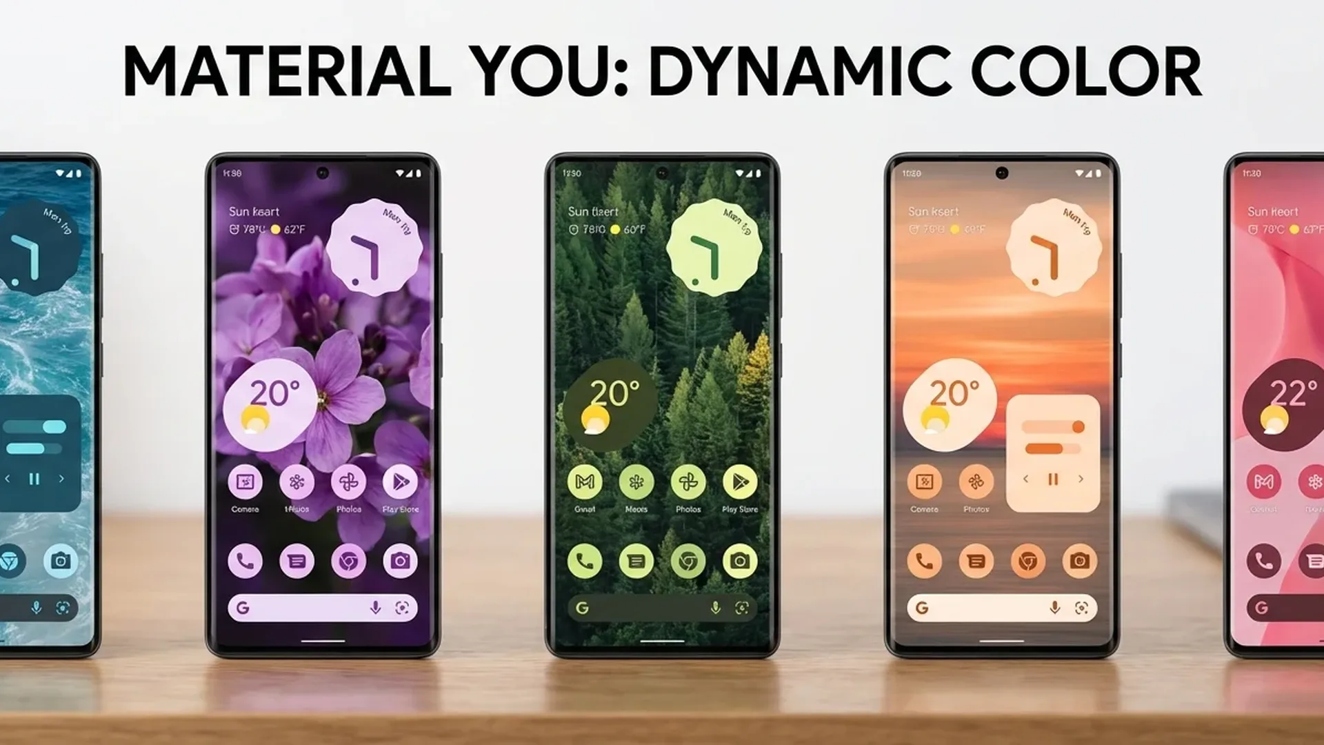 Material You interface με dynamic colors και themed icons στο Android