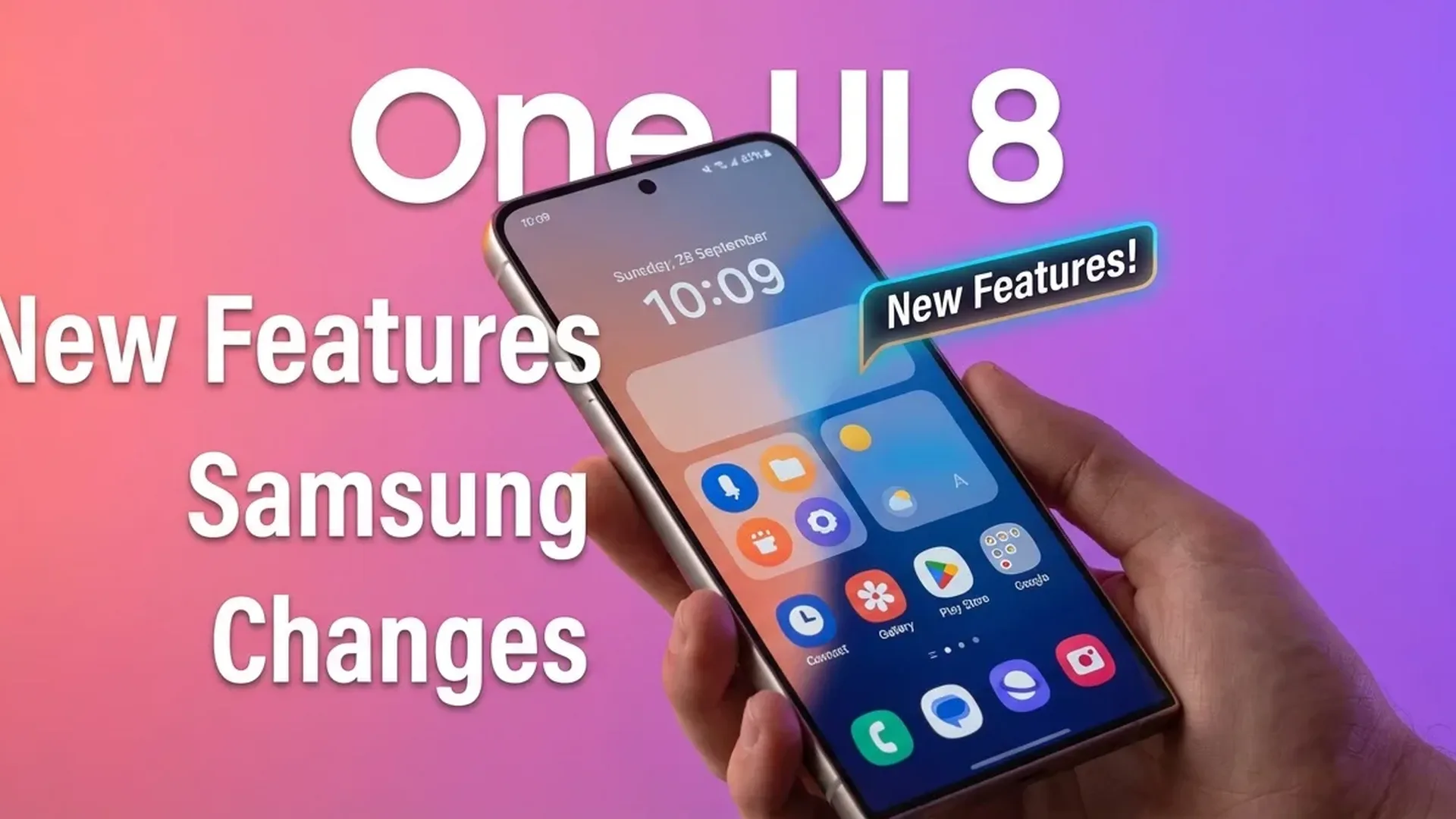Samsung One UI 8 interface showing new features and Android 16 integration on Galaxy device