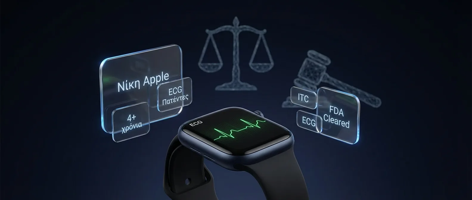 Apple Watch ECG feature compared to AliveCor KardiaMobile device showing patent dispute resolution