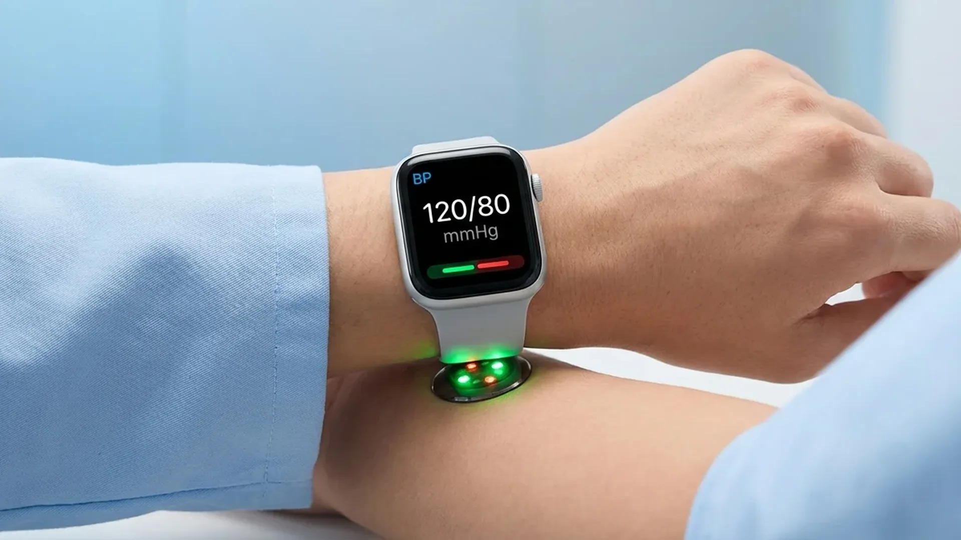 Apple Watch Series 11 displaying blood pressure monitoring interface with hypertension notification alert
