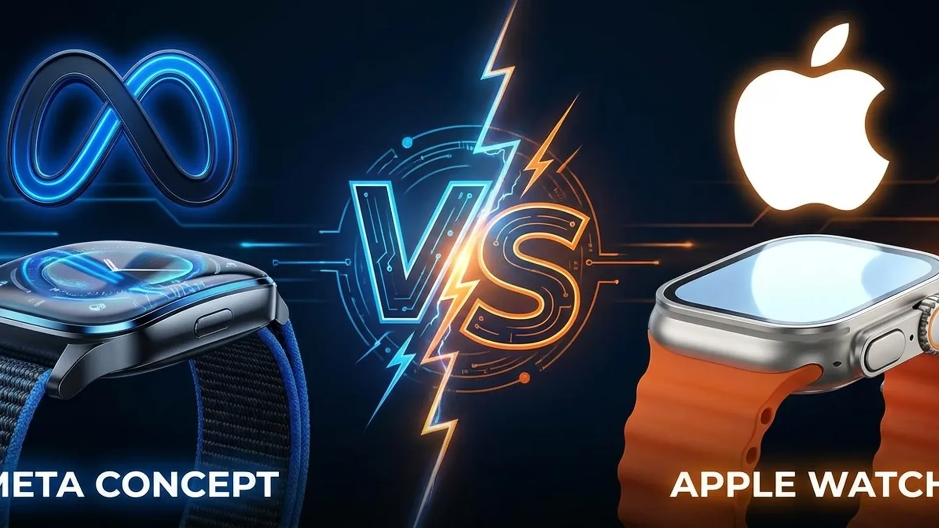 Meta smartwatch concept με νευρικές διεπαφές και AR χαρακτηριστικά σε σύγκριση με Apple Watch