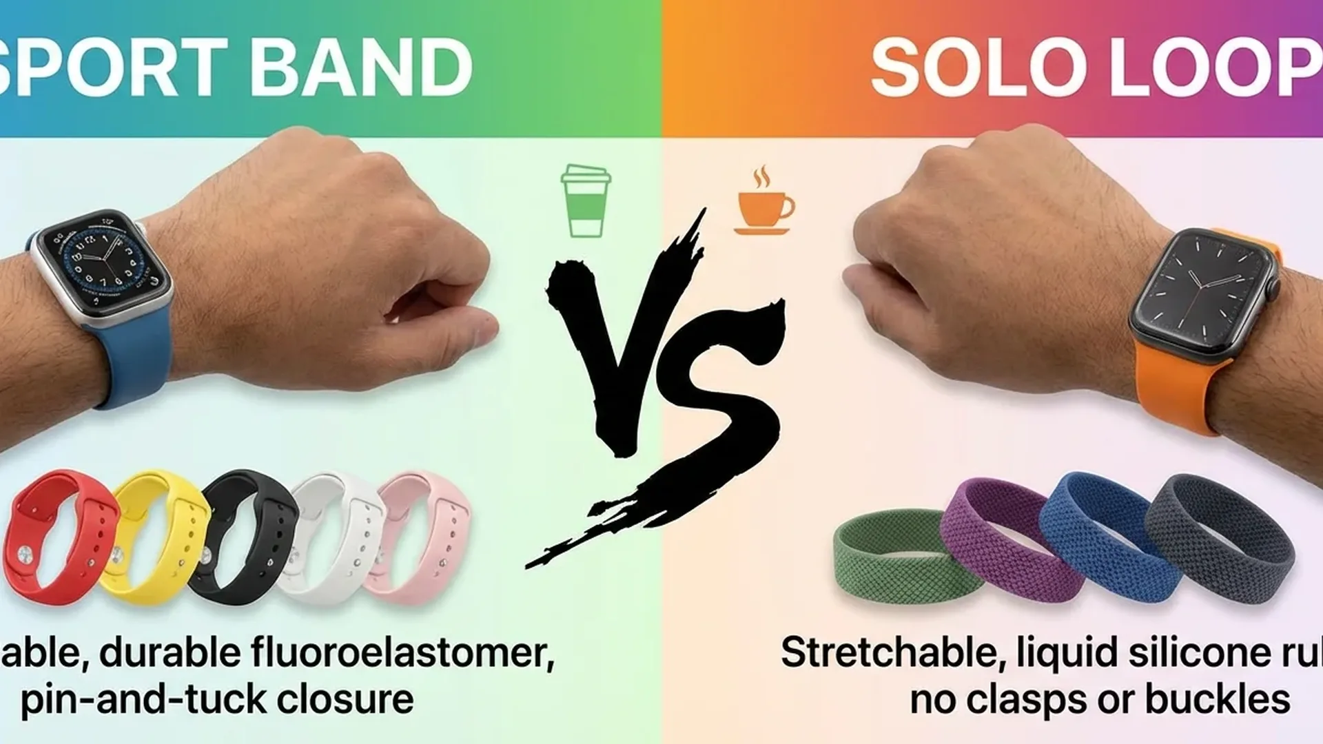 Σύγκριση Sport Band και Solo Loop για Apple Watch - διαφορές σε υλικά και σχεδιασμό