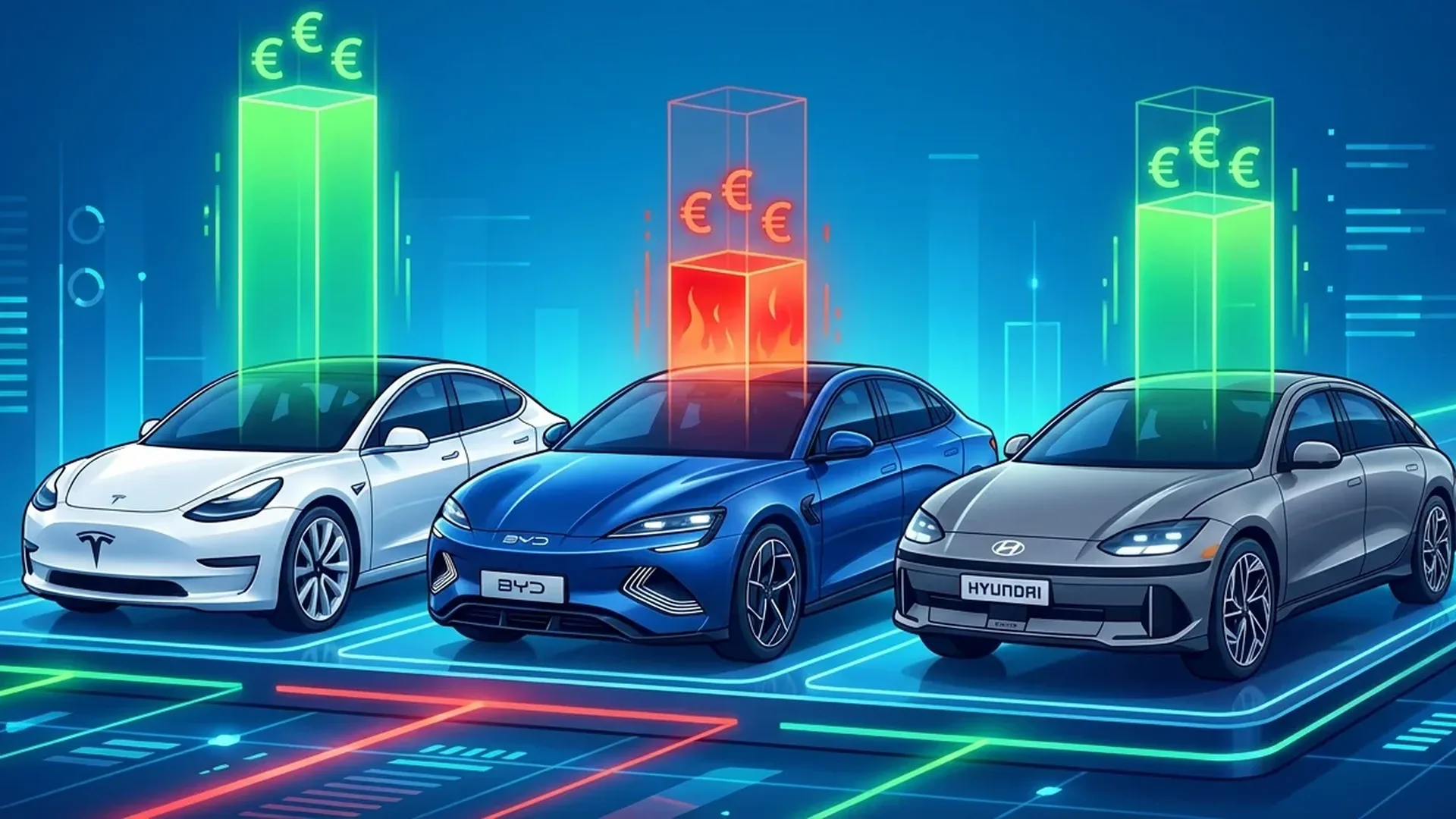Vergleich der Wiederverkaufswerte verschiedener E-Auto-Modelle 2026 mit Fokus auf Tesla und chinesische Hersteller