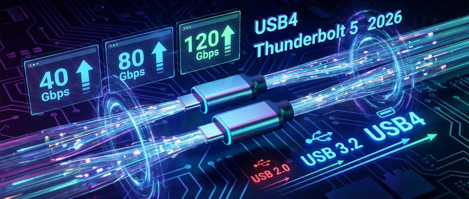 Σύγκριση ταχυτήτων USB4 2.0 και Thunderbolt 5 με προηγούμενα πρότυπα