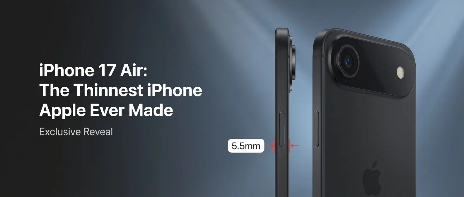 iPhone 17 Air profile view showing ultra-thin 5.5mm design compared to credit card thickness