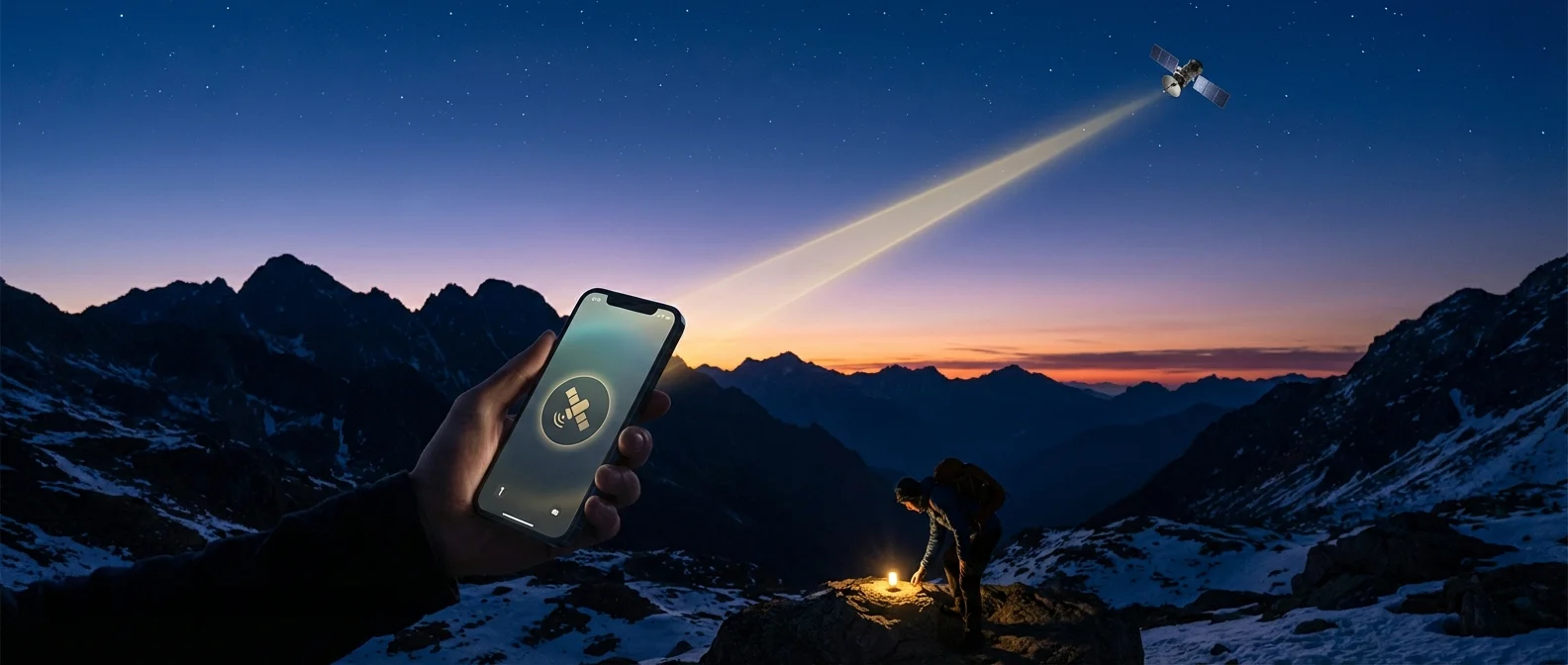 Emergency SOS δορυφόρου στο iPhone - Οθόνη ενεργοποίησης και διεπαφή χρήστη για αποστολή σήματος κινδύνου