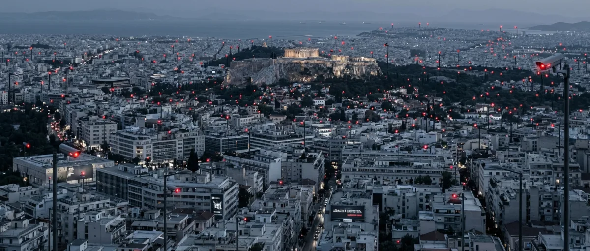 Κάμερες ασφαλείας στο κέντρο της Αθήνας - δίκτυο παρακολούθησης πόλης