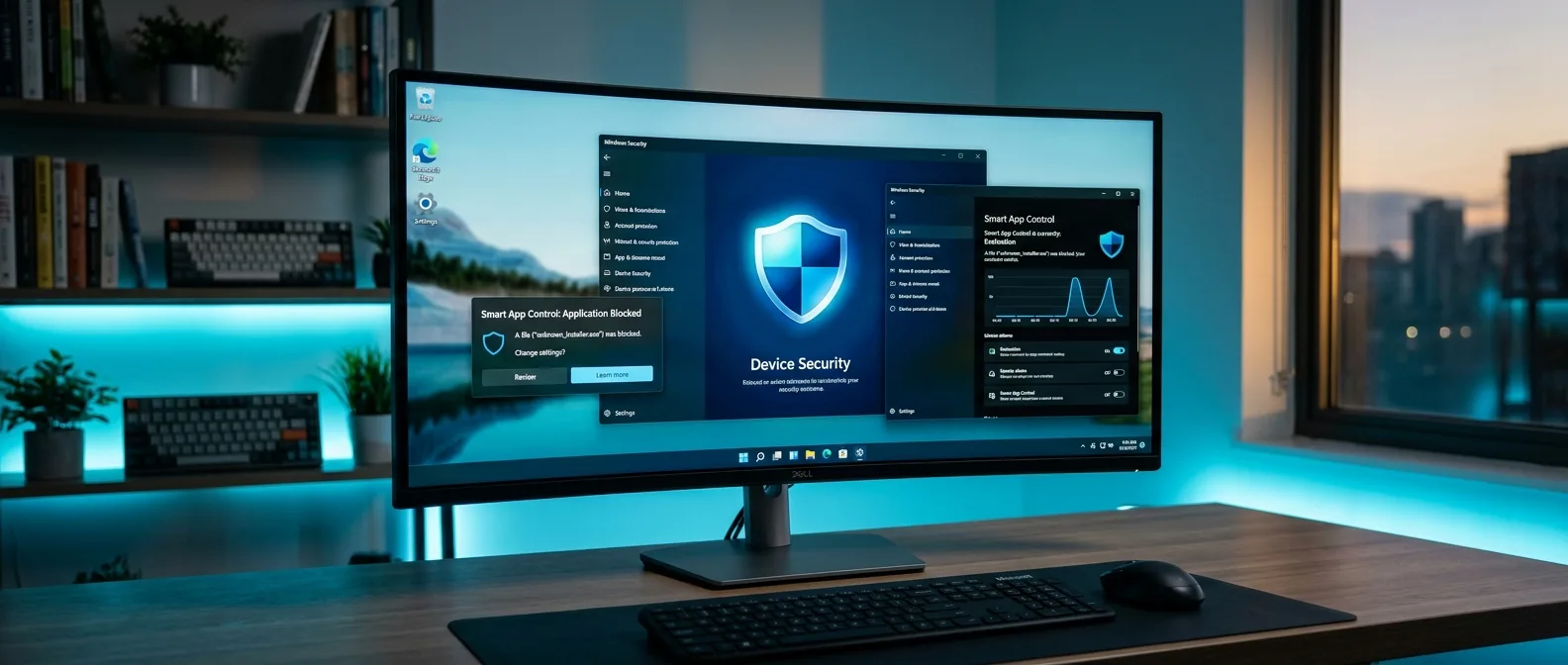 Smart App Control interface στο Windows 11 με επιλογές ενεργοποίησης και ρυθμίσεων ασφάλειας
