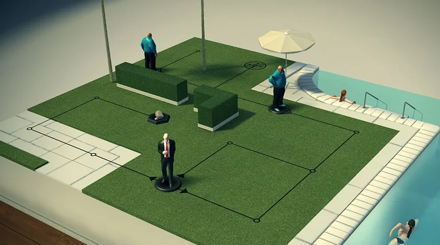 Hitman GO - puzzle estratégico de sigilo minimalista iOS