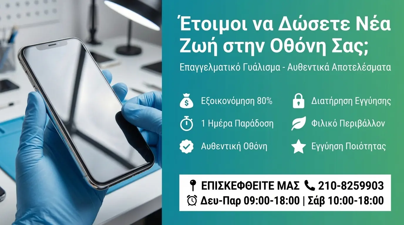 Εξειδικευμένα εργαλεία γυαλίσματος οθόνης στο εργαστήριο onoff.gr